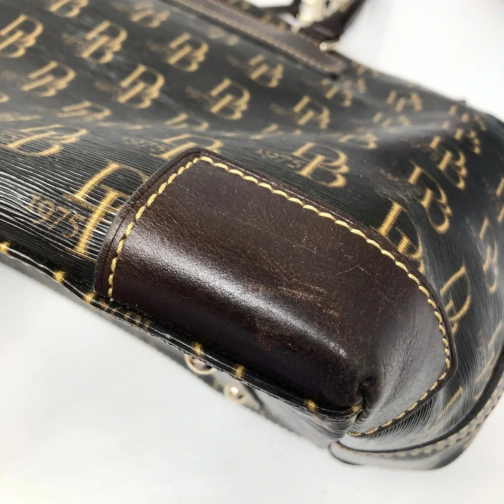 Dooney & Bourke Gretta Monogram Satchel Florentine Vacchetta Leather Brown Bag